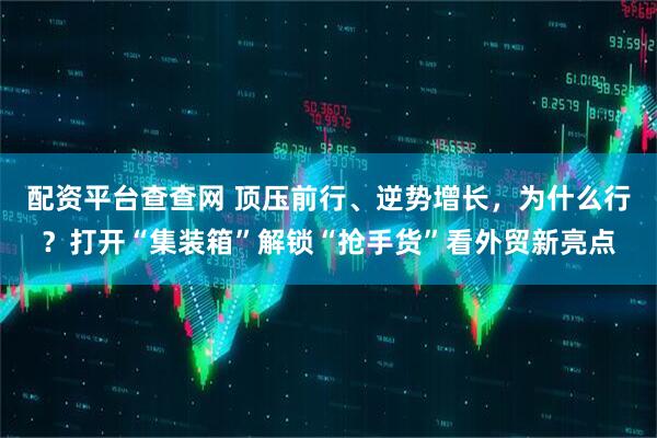 配资平台查查网 顶压前行、逆势增长，为什么行？打开“集装箱”解锁“抢手货”看外贸新亮点